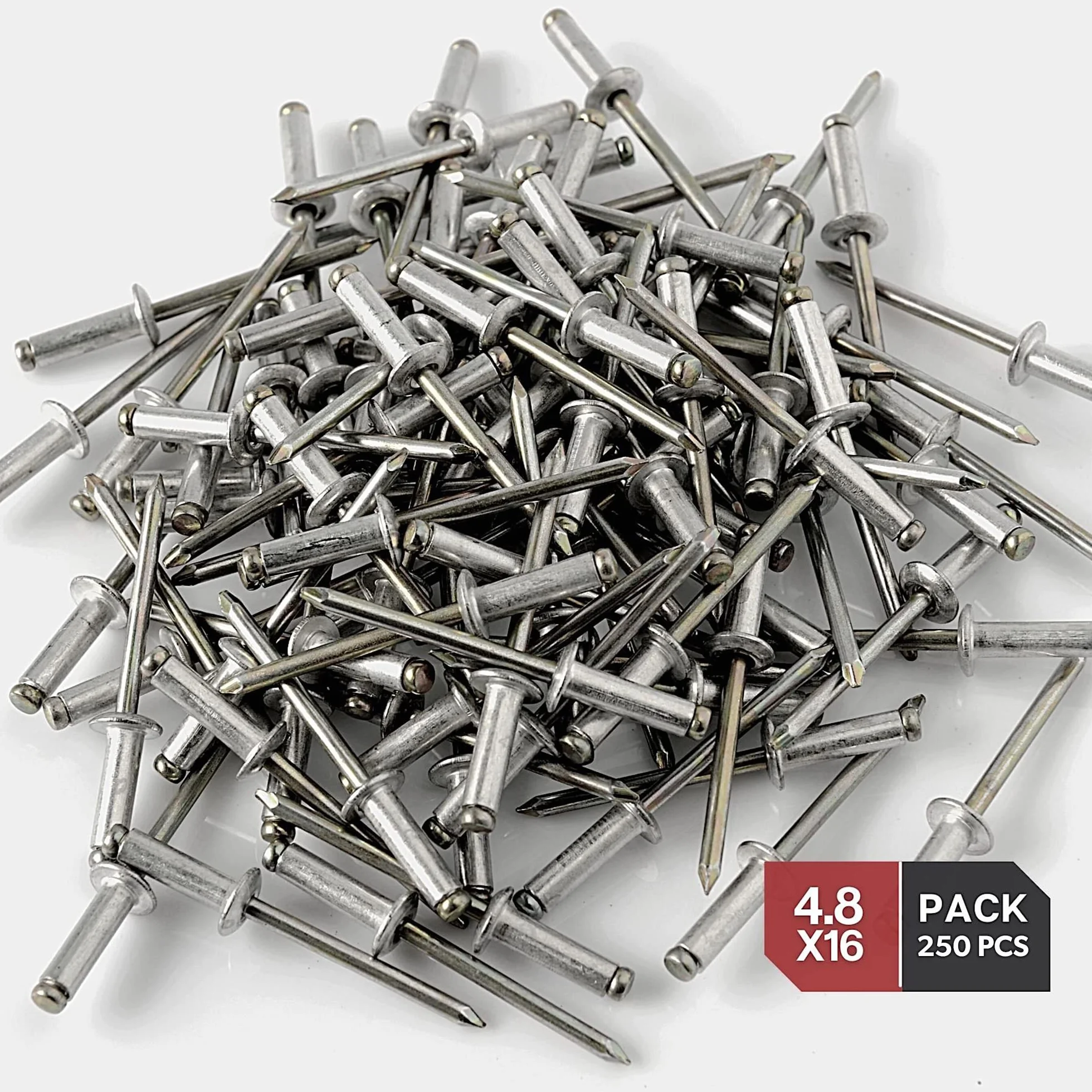 DOJA Industrial | Rivetti Testa a Fiore | 4,8 x 17 mm | 250 Pezzi | Ribattini per Kit Rivettatrice Pneumatica e Manuale | Fissaggio Lamiera Alluminio, Targa (Auto e Moto) e Materiali in Metallo