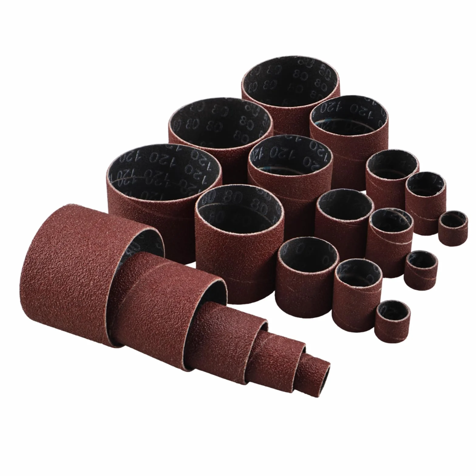 BOOMSTART 25 rotoli abrasivi per trapano con scatola, manicotti abrasivi, nastro abrasivo, carta abrasiva, grana 80 e 120