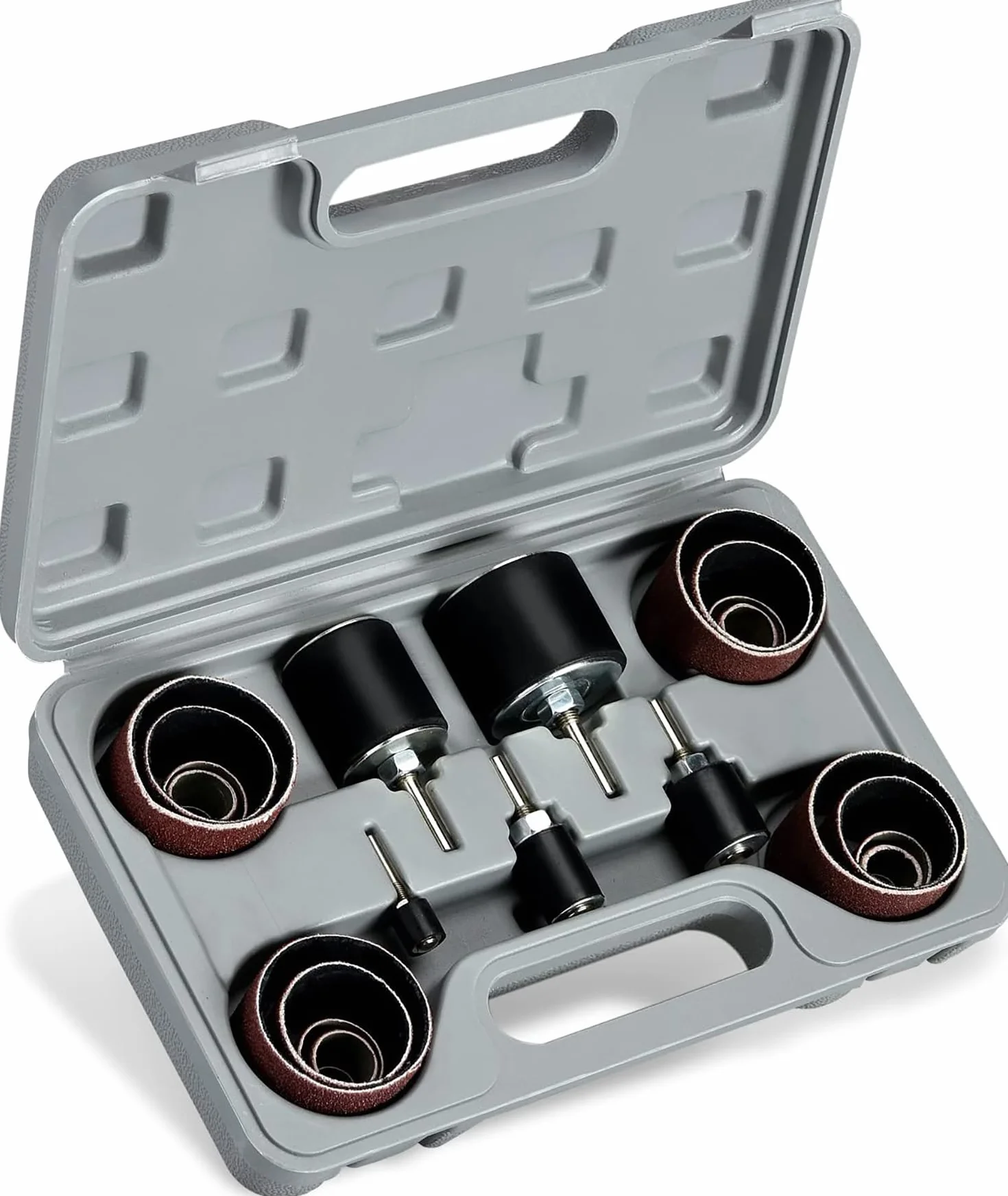 hiltex 10342 - Set di 26 manicotti abrasivi assortiti e 5 tamburi in gomma, 1/2, 3/4, 1, 1-1/2 e 2 pollici, lavorazione del legno