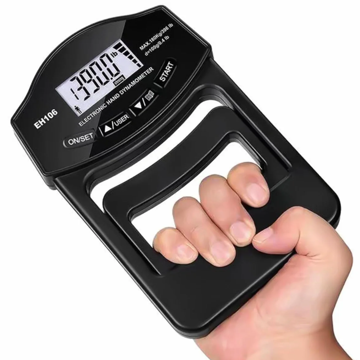Tester di Forza di Presa 396Lbs Dinamometro Digitale a Mano Misuratore di Forza di Presa USB Ricaricabile Schermo LCD Luminoso Dinamometro a Mano
