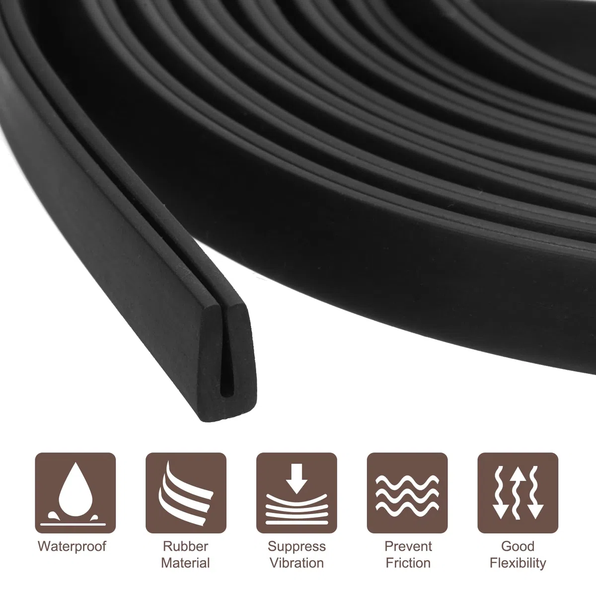 QUARKZMAN 2 Pezzi Profilo di Protezione a U, Lunghezza 11.5ft, Guarnizione in Gomma per Bordi Protettore Piatto Adatto per Spessore 0.5-1mm, (5/32" L x 5/16" A) Nero