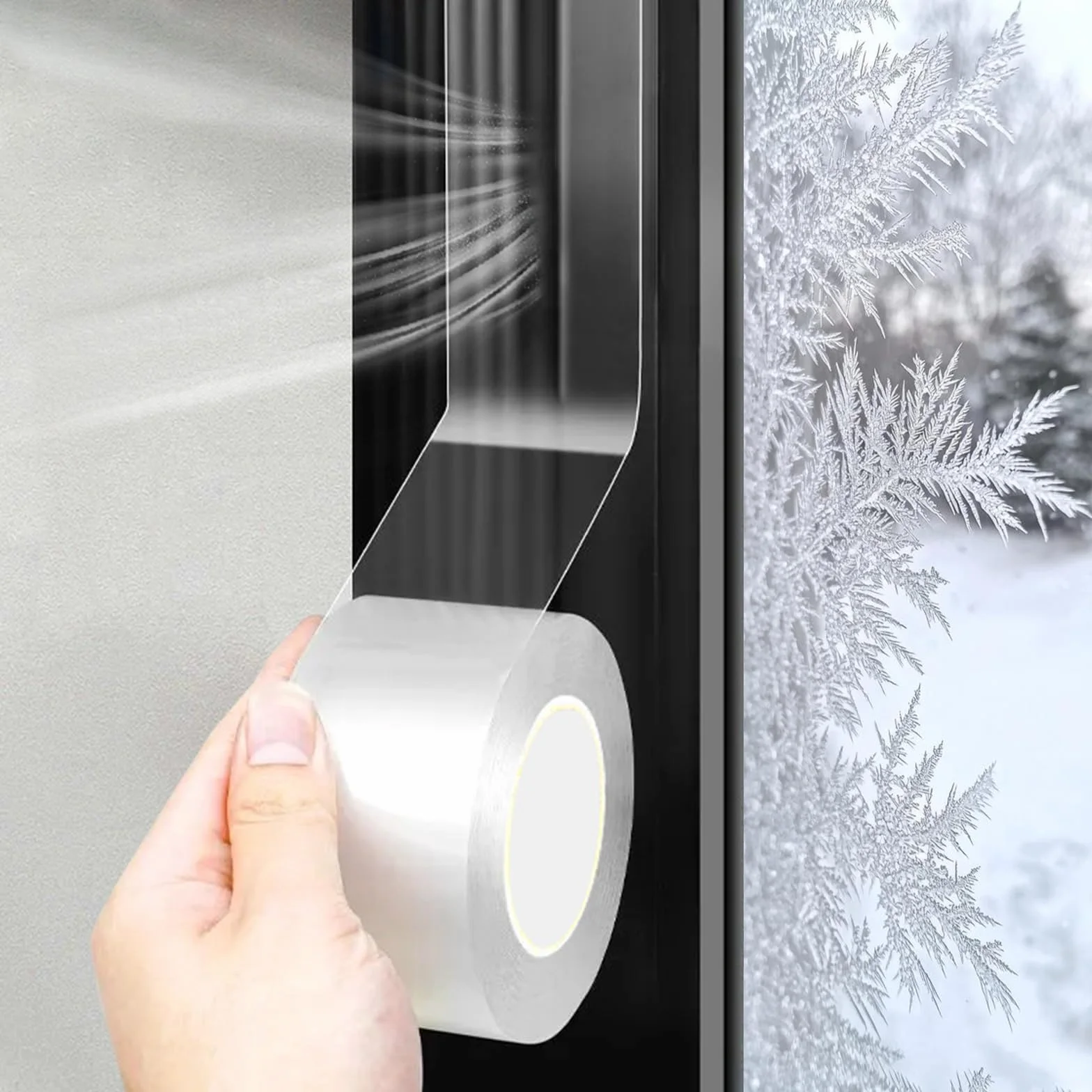 Nastro Sigillante Impermeabile Isolante per Porte Finestre 7 cm x 10 m Guarnizione Finestra Autoadesiva Striscia di Tenuta Trasparente Nastro Paraspifferi Resistente alle Intemperie