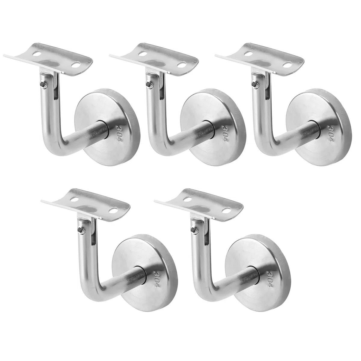 Eulenke Supporto per Corrimano in Acciaio Inox con Rosetta di Copertura - Regolabile per Fissaggio a Parete per Interni ed Esterni