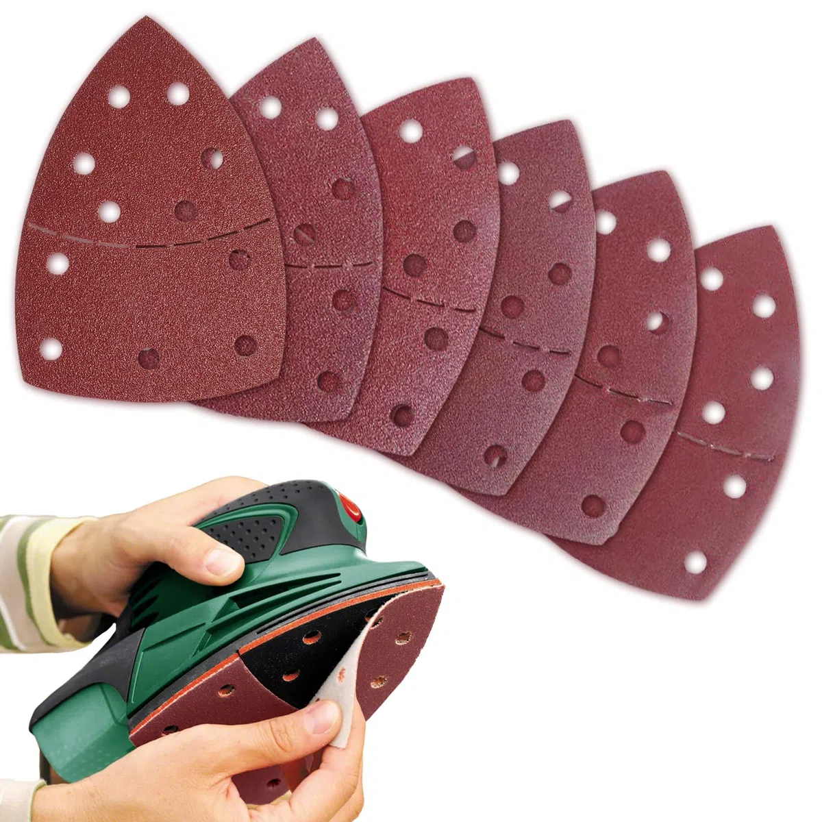 60 cuscinetti abrasivi assortiti con gancio e anello, grana 40/60/80/120/180/240 con 11 fori, carta vetrata per mouse compatibile con levigatrice multipla Bosch PSM 100A PSM 200 AES PSM 18