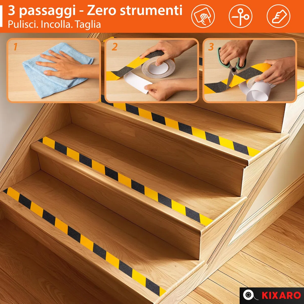 Nastro Antiscivolo per Gradini Scale Pavimenti Esterni Interne Alta Resistenza Nastro Adesivo Giallo Nero - 2 Rotoli 10mx5cm Strisce Adesive Antiscivolo Forte Presa Nastro Antiscivolo Anti Slip Tape