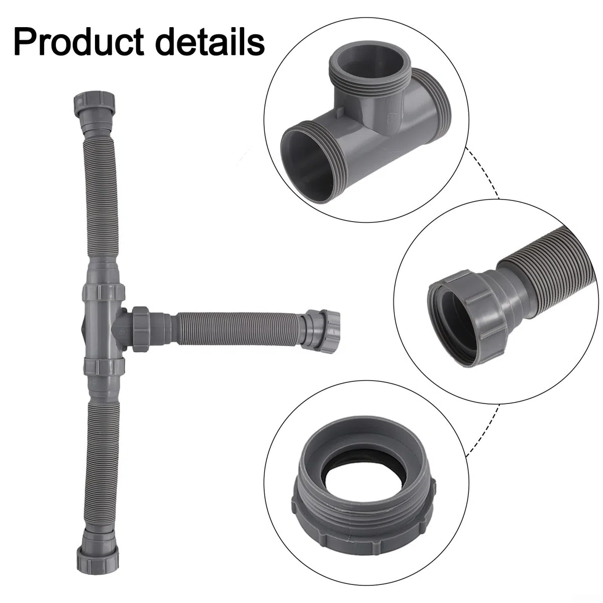 Besttoolifes Kit di scarico flessibile per doppio lavello, 1-1/2 e 1-1/4", adattatori e connettore a T, guarnizioni in silicone per prevenire le perdite