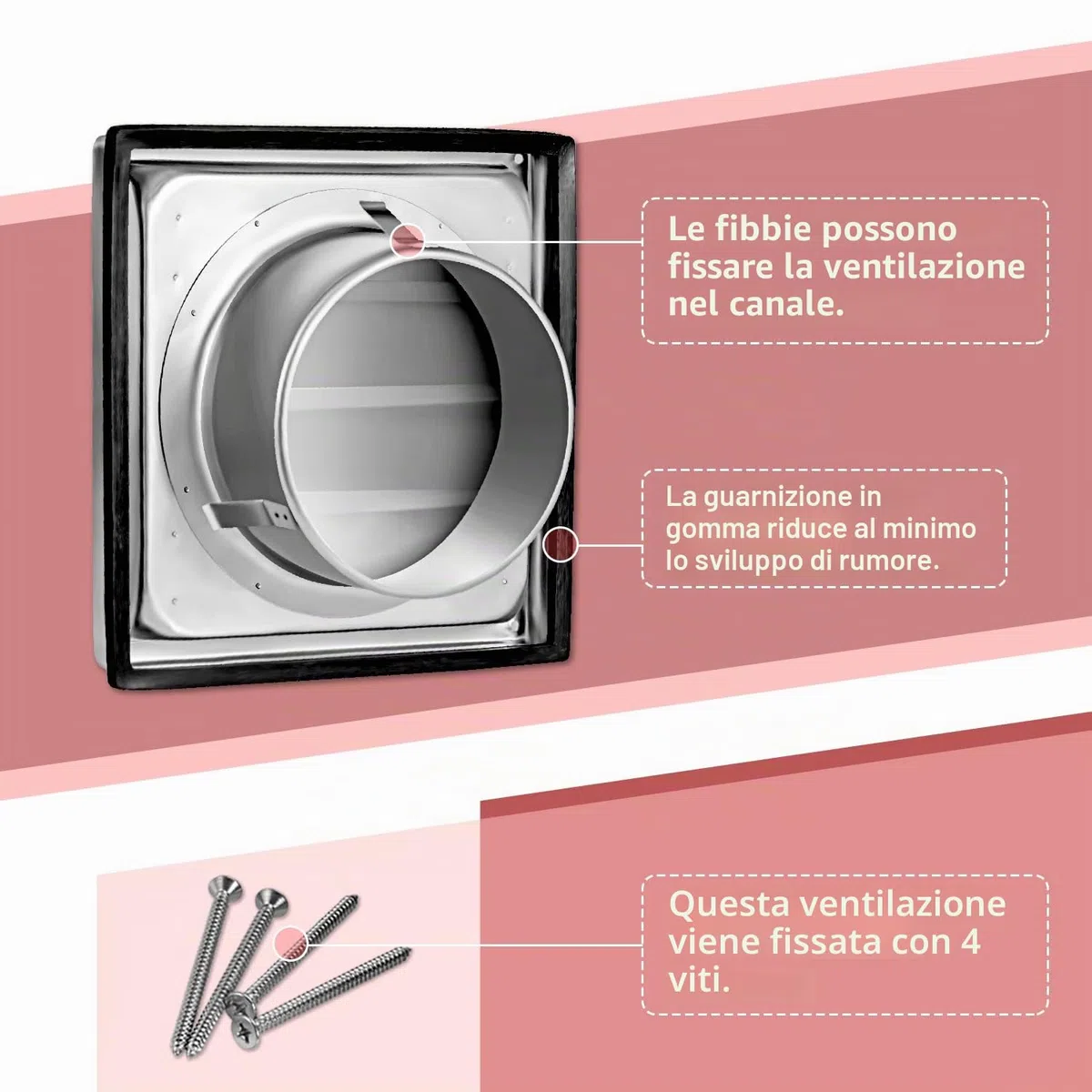 Griglia di ventilazione in acciaio inox con protezione dalle intemperie, griglie di ventilazione 100 mm, 125 mm, 150 mm con lamelle mobili