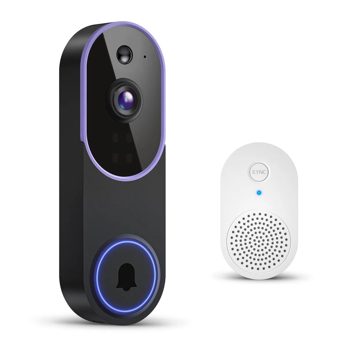 Telecamera per campanello wireless 1080p con ricevitore, rilevamento intelligente di esseri umani, conversazione a due vie, visualizzazione in diretta, visione notturna, solo WiFi 2.4G