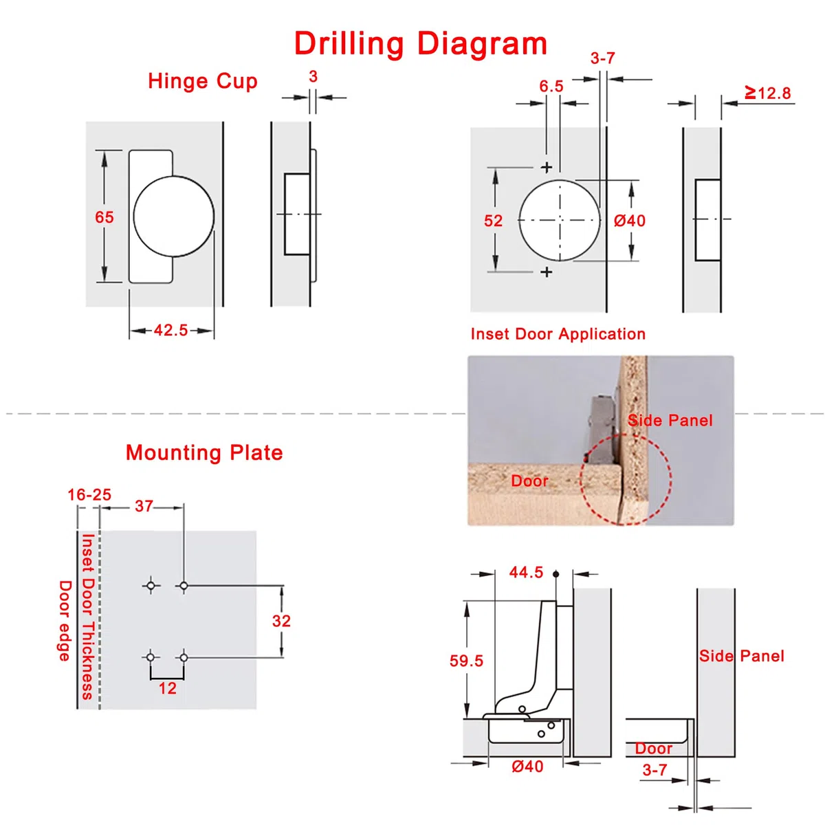 95 Grado Battuta Interna Forte Cerniere 40mm con Ammortizzatore per Porte Pesanti e Spesse Soft Close Cerniera per Cucina Armadio Porta Ante Mobili Paracolpi 8 Pezzi