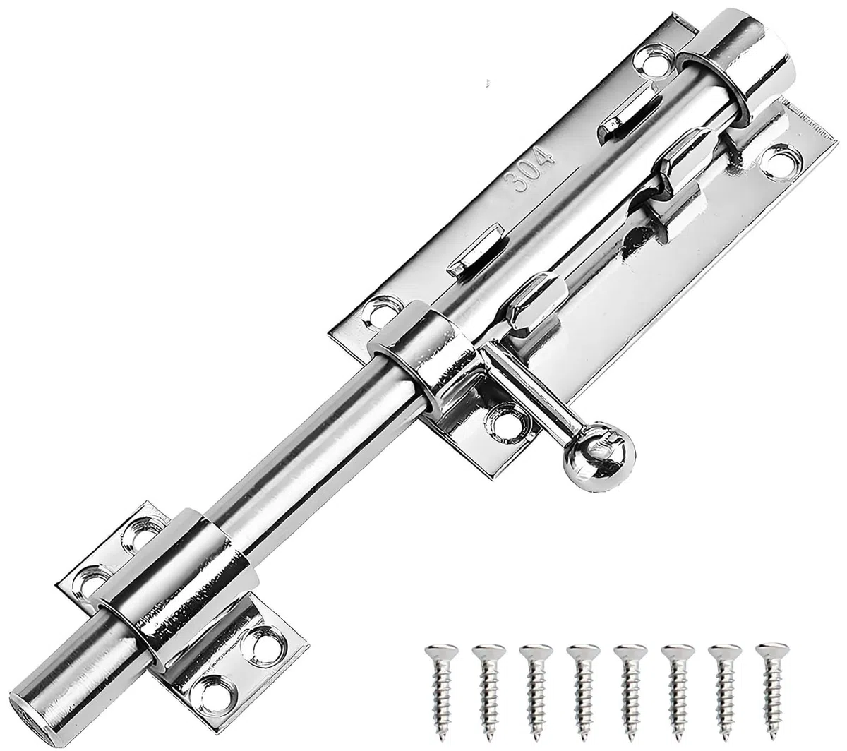 Bullone di chiusura per porta scorrevole in acciaio inox 304 con foro per lucchetto, bullone di sicurezza a caduta pesante per cancello a barilotto Brenton, hardware a doppia faccia, diametro