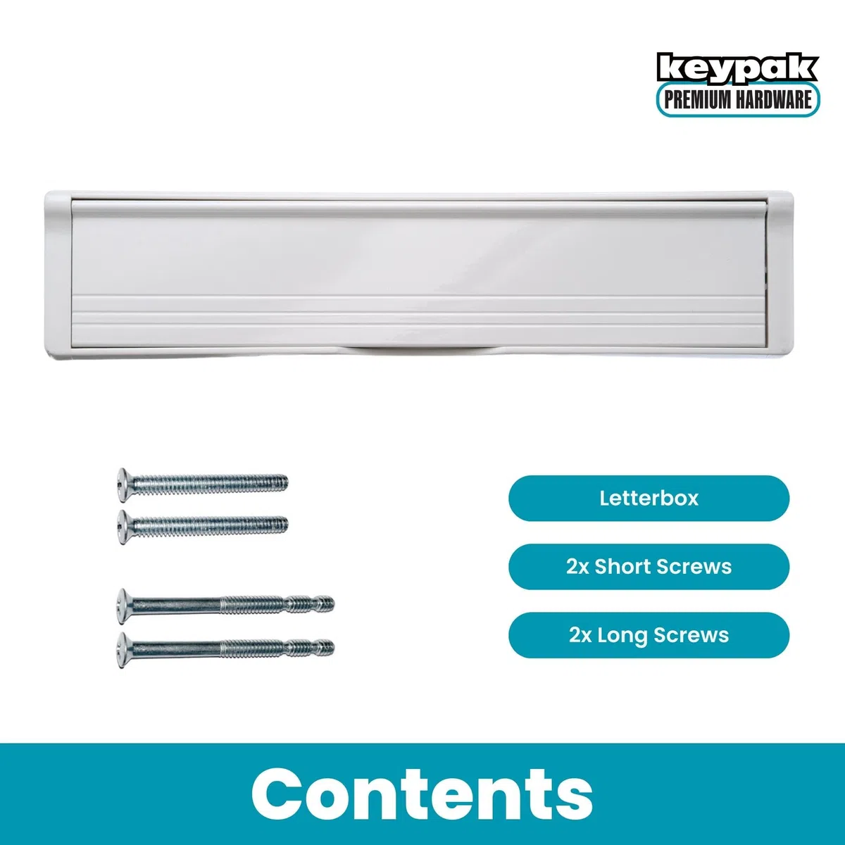 Keypak Cassetta delle lettere da 30,6 cm, con linguetta anti-scatto e paraspifferi per porte in uPVC, composito e legno da 40-80 mm, colore: bianco