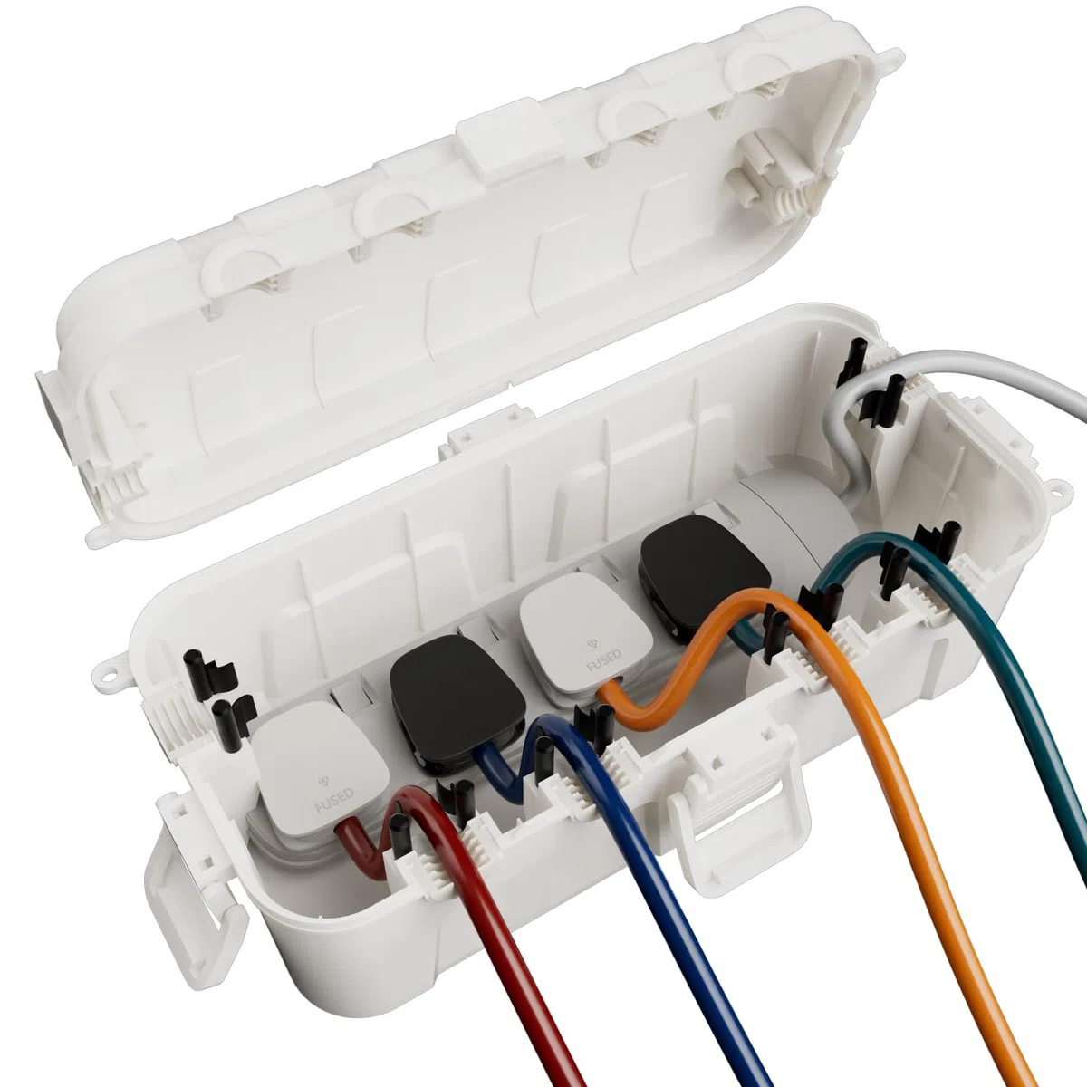 RESTMO Scatola per Cavi Media IP54 (29x13,2x10cm) – Impermeabile per Esterni, Ideale per Proteggere Prolunghe, Ciabattine e Connettori Angolari - Coloer Binaco