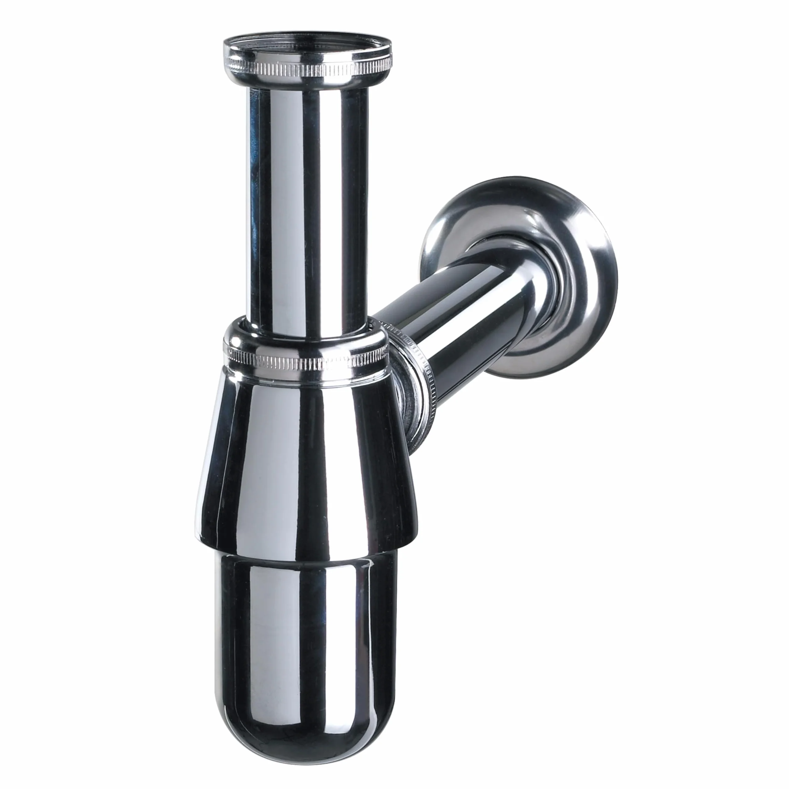 Wirquin 30719890 - Sifone per lavabo in ottone Ø32 con uscita a parete e regolabile in altezza, cromato