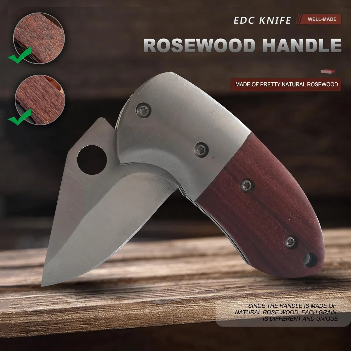 Coltello tascabile multiuso piccolo, coltello pieghevole EDC con lama affilata da 1,89 pollici per campeggio, escursionismo, caccia e fai da te. (Pizzo Giallo)