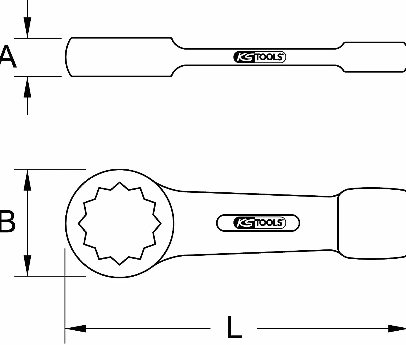 KS Tools 517.0927 Chiave Poligonale Semplice a Percussione, 27 mm