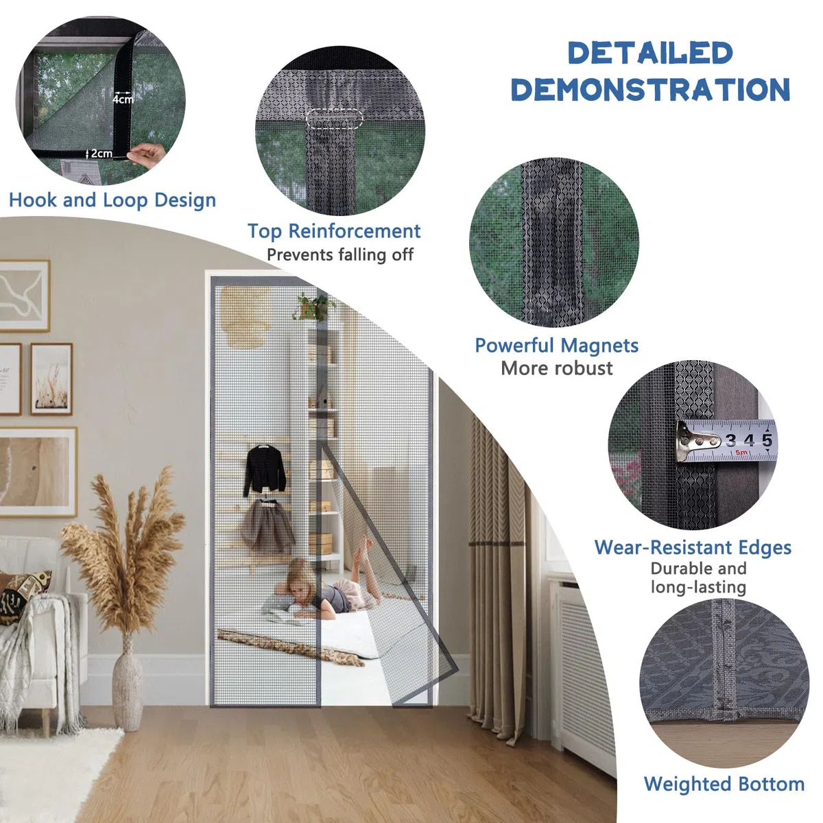 MAGICDOOR Zanzariera Magnetica Vetroresina 110x240cm, Apertura Centrale Zanzariere Magnetiche per Porte Finestre Maglia Fine Magnete Potente Tenda Zanzariera Porta per Camera da Letto Balcone-Grigio