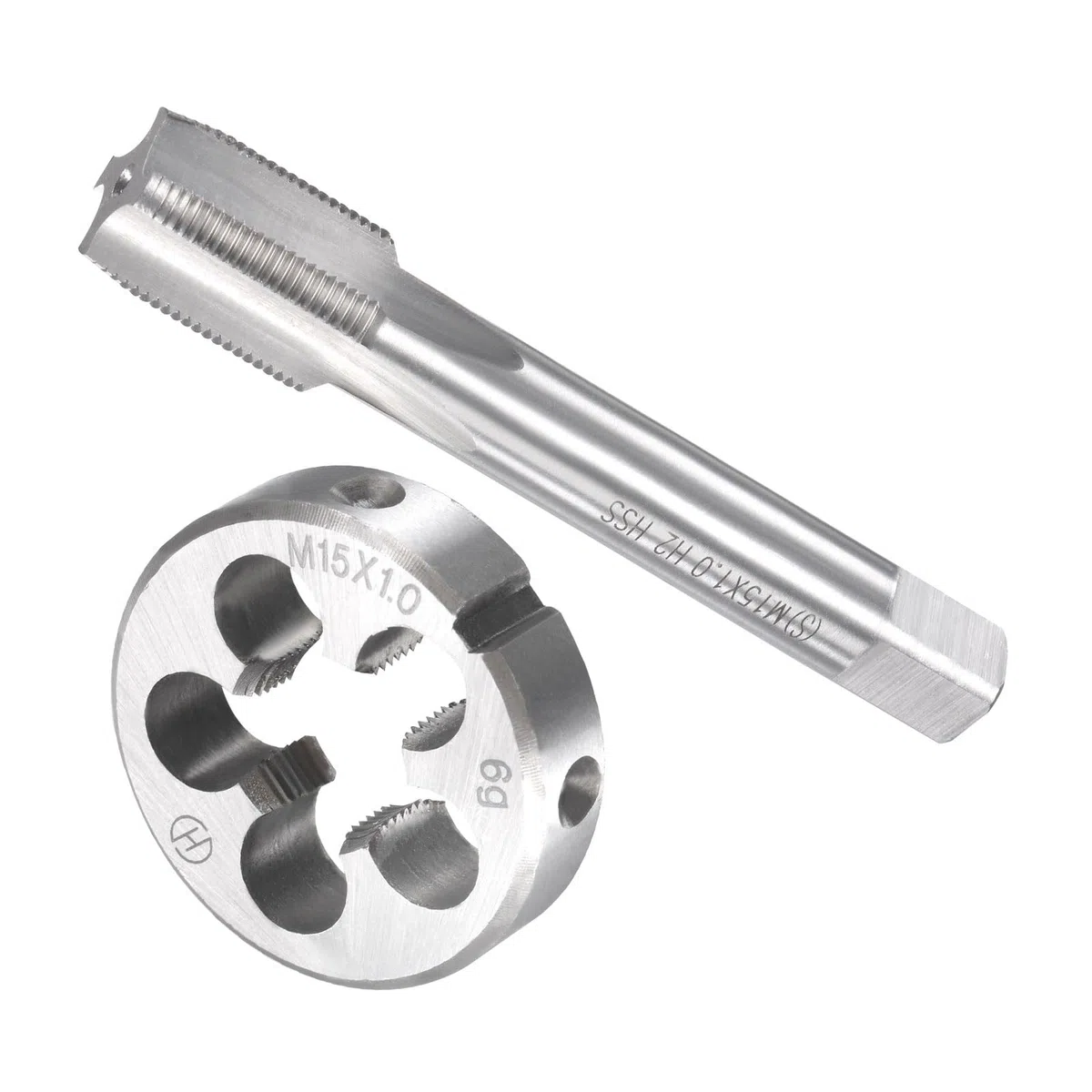 Set Rubinetti e Matrici, M15 x 1 Filettatura, Metrico Acciaio Alta Velocità Macchina Rubinetto per Vite & Kit Utensili per Stampi Tondi - (per Riparazione), 1 set