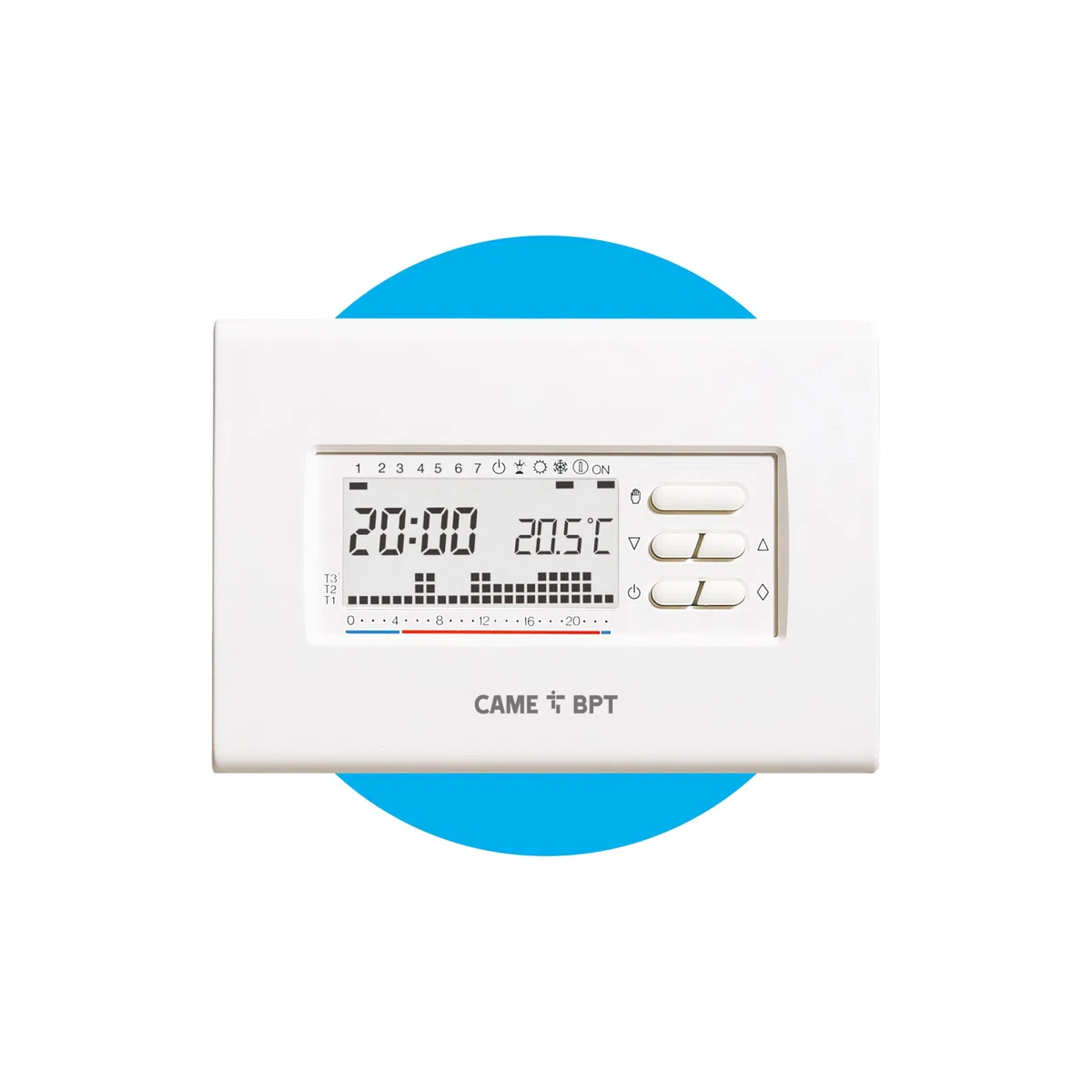 CAME TH/400 BB Cronotermostato digitale settimanale a parete colore bianco con alimentazione a tre batterie da 1,5V per un controllo semplice e affidabile della temperatura