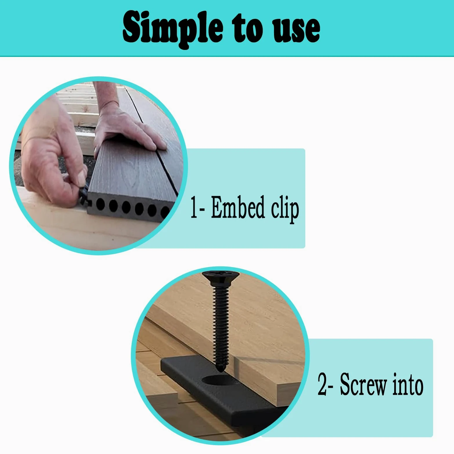 Clip per pavimentazione in composito, clip di fissaggio iniziale, clip per pavimentazione a bordo, clip per fissaggio nascosto, clip per fissaggio a bordo WPC con viti T da 6 mm