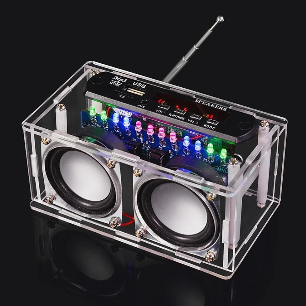 Kit radio FM, kit fai da te con altoparlante elettronico FM, kit di saldatura con indicatore LED, telecomando, per principianti, adulti, bambini