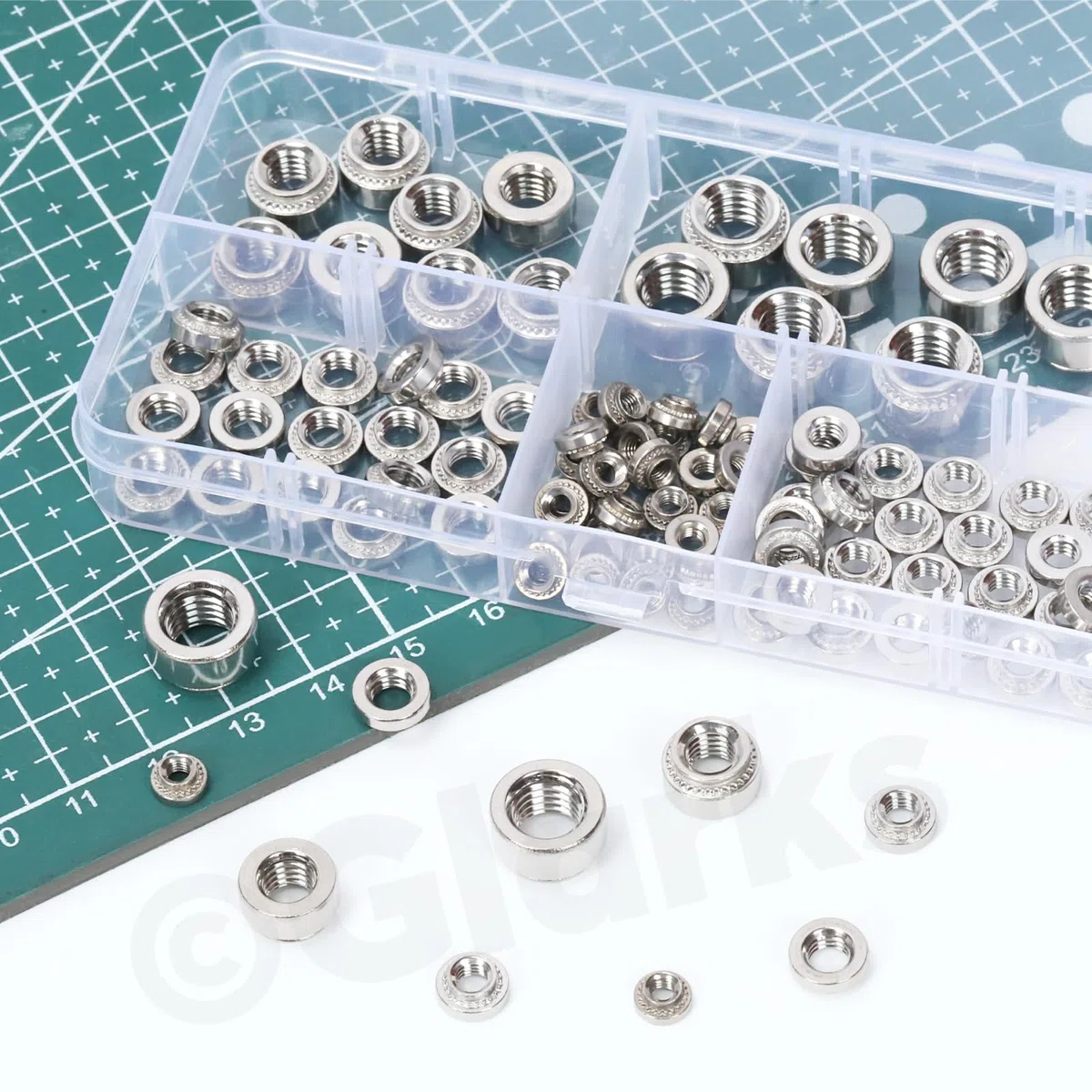 Glarks 100pcs M3 M4 M5 M6 M8 Kit di dadi auto-serratura, dadi a rivetti a testa rotonda in acciaio inossidabile 304, fissaggio a dadi auto-serratura arrotolato per macchinari prodotti elettrici