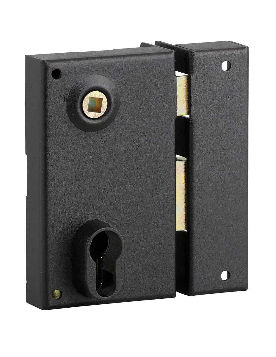 THIRARD - Cassa per serratura a doppia entrata verticale da superficie con elevatore per apertura a destra, interasse 45 mm, 73x125 mm, nera
