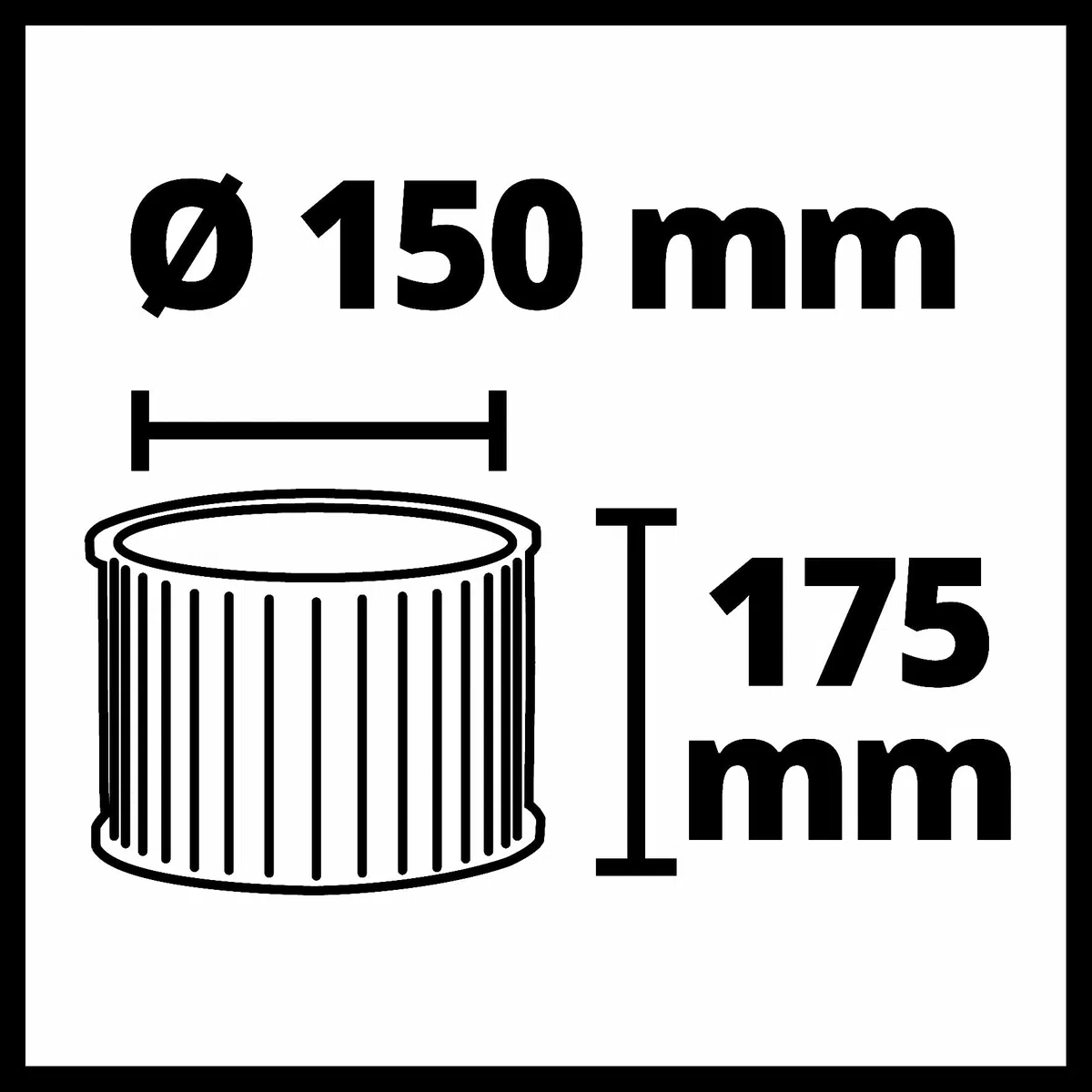 Filtro pieghettato di ricambio originale Einhell per classe di polvere L (adatto per aspirapolvere Einhell Wet-Dry di classe L, per aspirazione a secco, diametro 150 mm, altezza 175 mm)