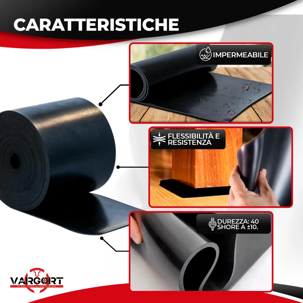pavimento gommato antivibranti gomma larghezza 20 cm x lunghezza 1m, spessore 2mm rotolo gomma antiscivolo per tappeto garage, tappeto caucho antivibrazioni, caucho per tavolo da lavoro
