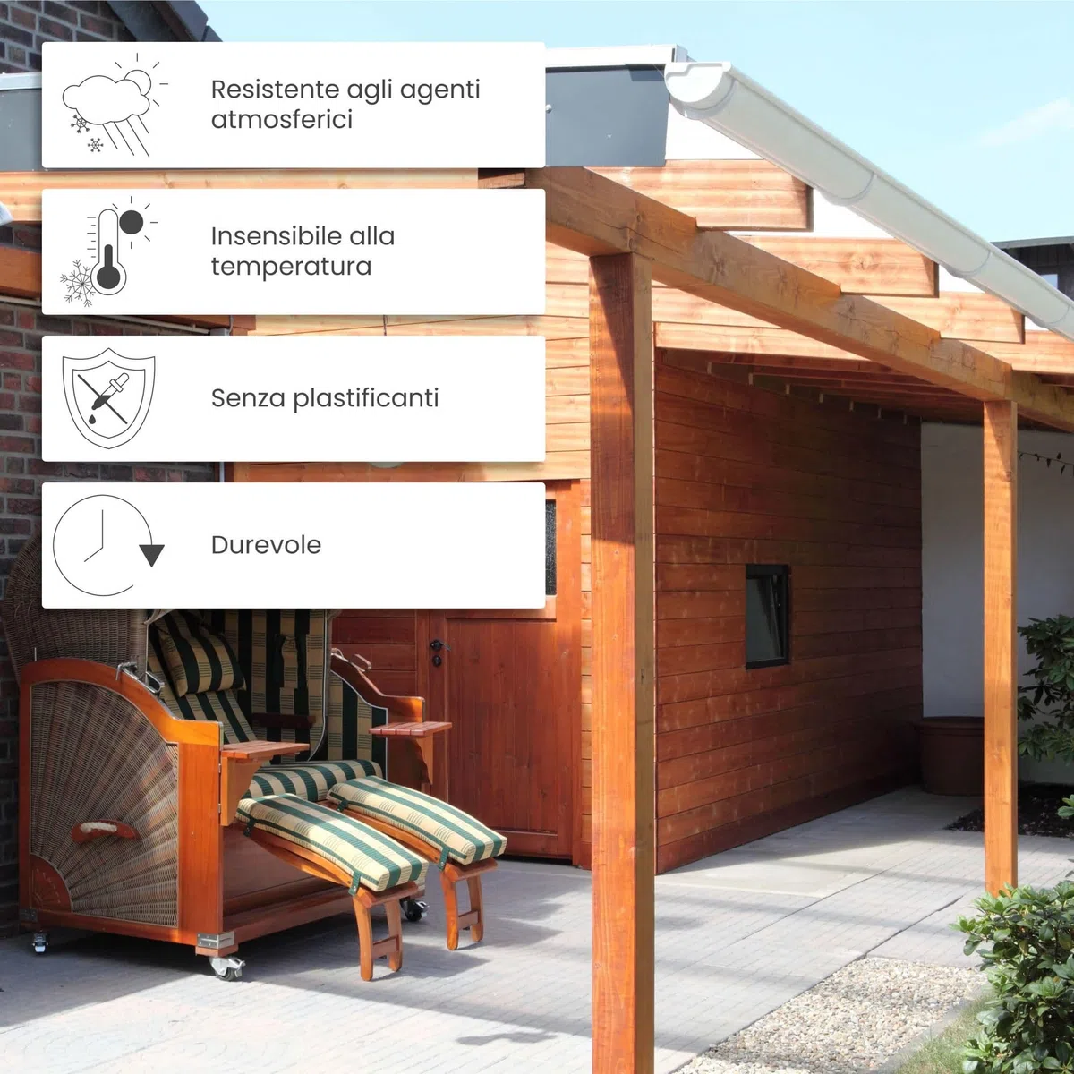 INEFA grondaia PVC semicircolare 2 m NW100 100 mm marrone scuro, grondaia pluviale a innesto, Made in Germany, per casetta carport terrazza gazebo