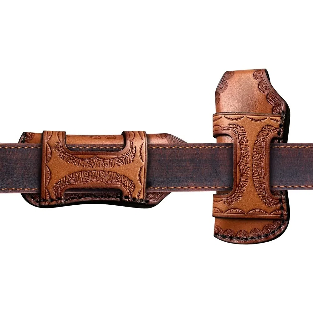 DONGKER Fodero per Coltelli Pelle,4,7'' Custodia per Coltello Pieghevole Fondina per Coltellino con Passante da Cintura per Caccia Campeggio All'aperto