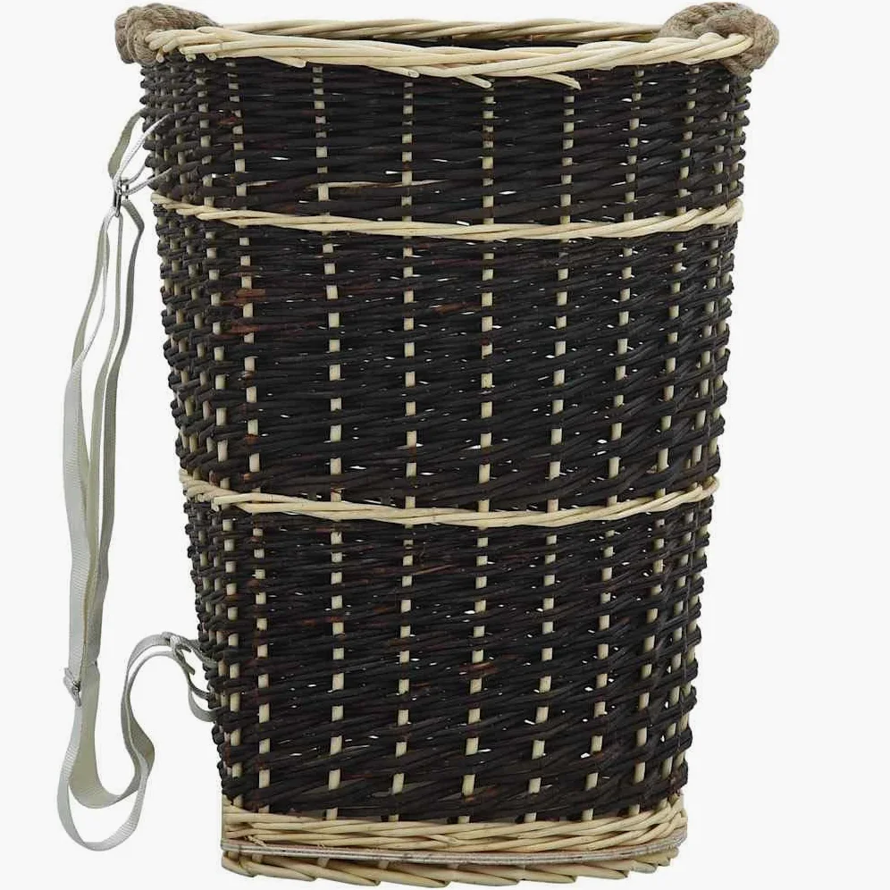 vidaXL Cesta per Legna da Ardere con Spallacci Maniglie Rustica Robusta Versatile Portalegna Trasporto Tronchi 50x44x58 cm in Salice Naturale