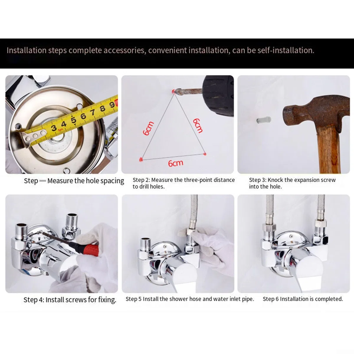 Rubinetti miscelatore doccia, rubinetti universali per doccia con valvola cromata resistente, rubinetto doccia a parete, interruttore di controllo della valvola miscelatore manuale