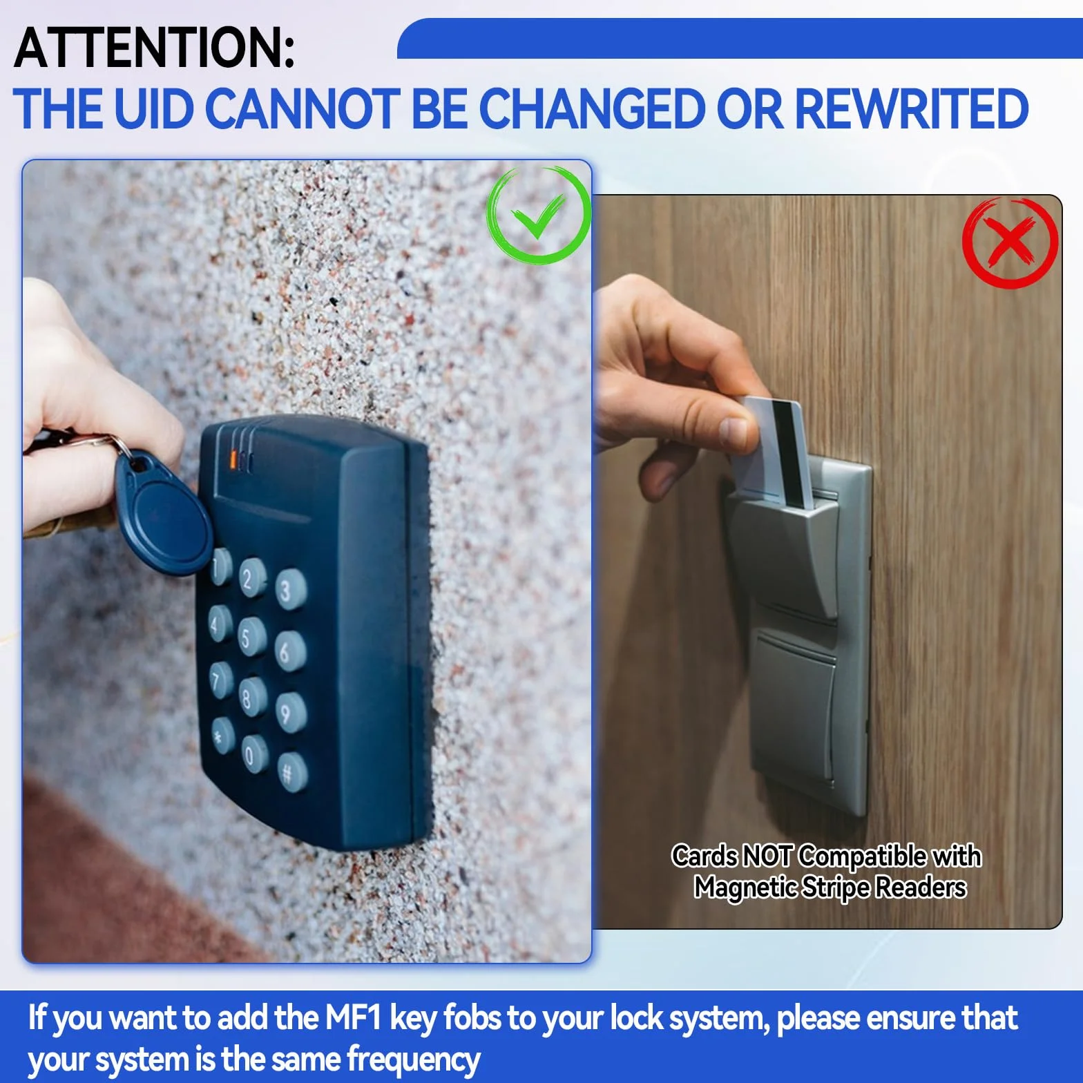 MIFARE Portachiavi classici 1K, ISO14443A 13,56 MHZ RFID IC, tag RFID M1, chiave per il controllo degli accessi (nero, 100 pezzi)