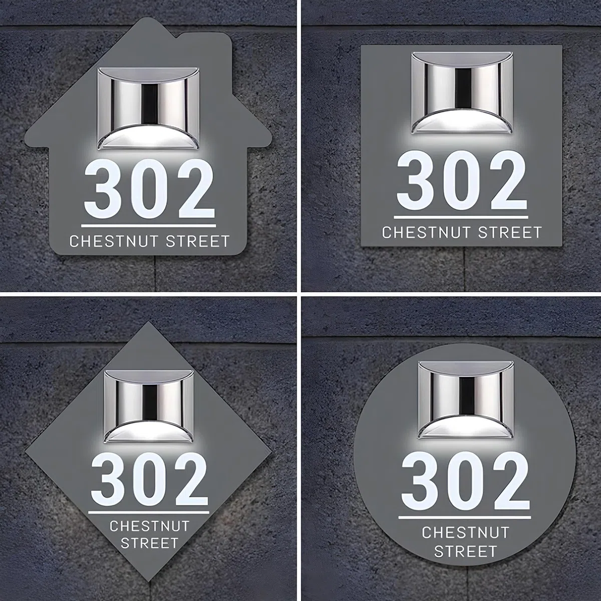 BeNsil Numero Civico Esterno Personalizzato, Personalizzabile con LED Solare,Retroilluminata,Numeri Civici,Indirizzo,Numero Civico Esterno Moderno