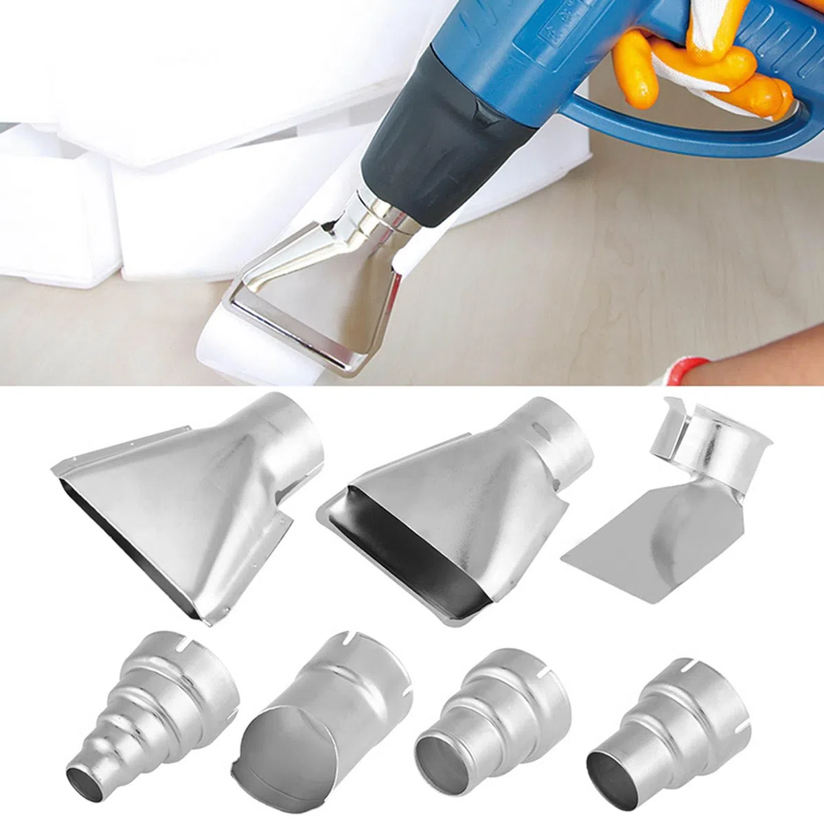 Kit Ugelli per Pistola ad Aria Calda, 7 Pezzi Accessori per Pistola ad Aria Calda 35-40 mm in Acciaio Inossidabile per Stazione di Saldatura ad Strumento di Riparazione