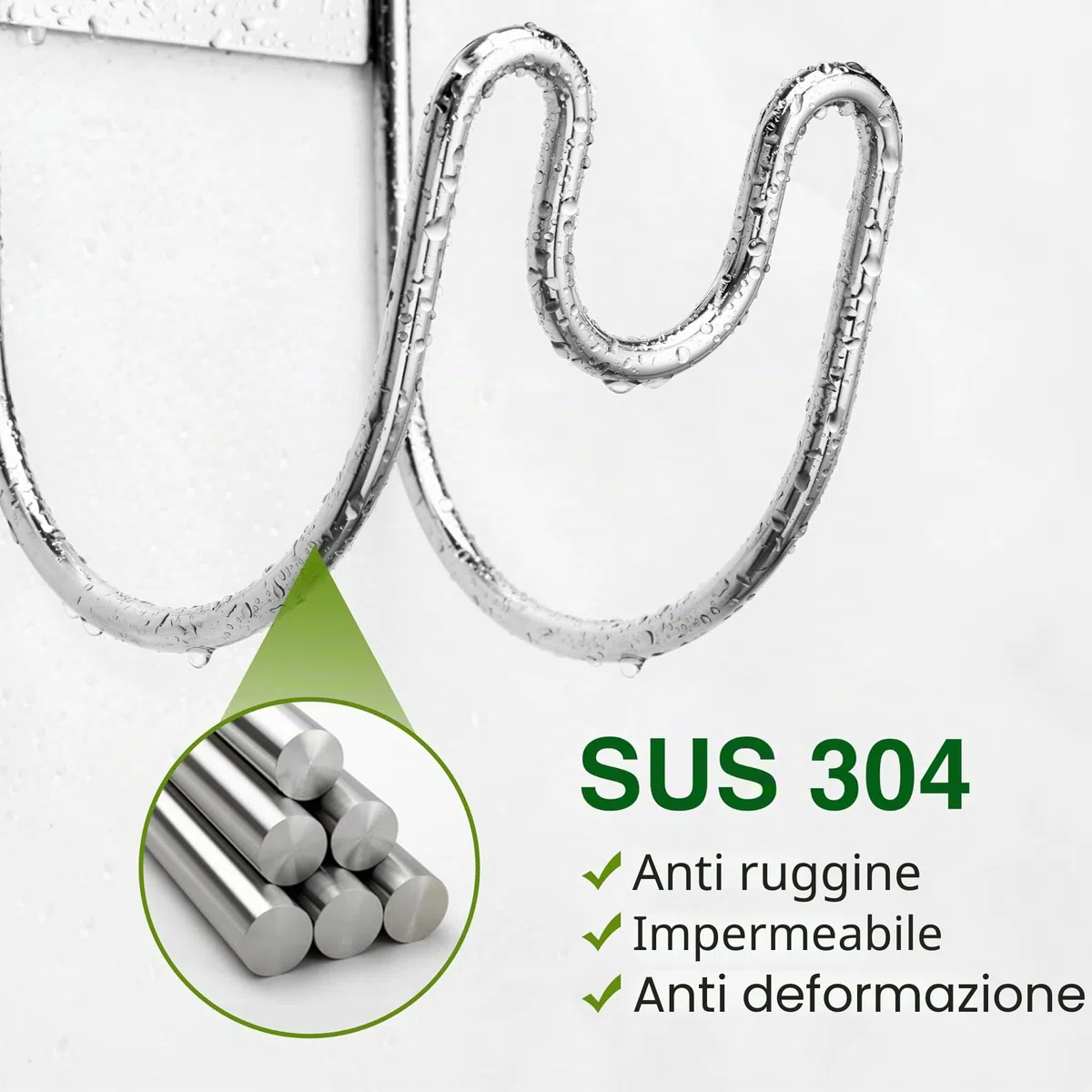 Josmimic Supporto per Tubo in Acciaio Inox 304 – Porta Tubo da Parete per Giardino, Cavo di Prolunga o Aspirapolvere | 1 Pezzo