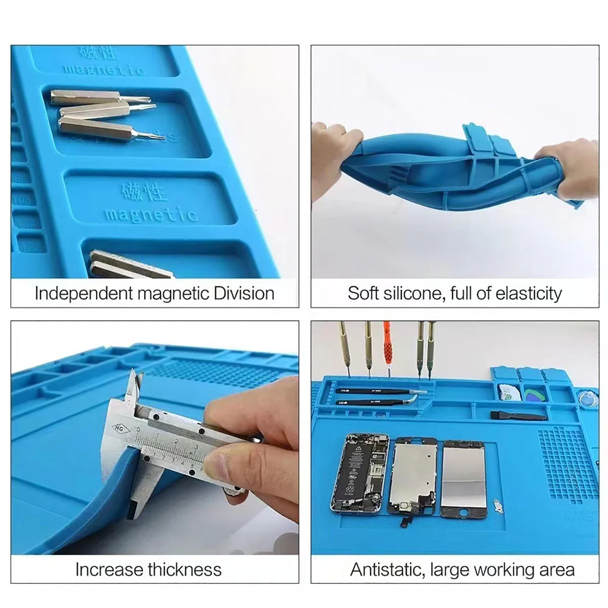 Tappetino Saldatura Del Silicone, Tappetino Saldatura Multifunzionale Dell'isolamento Termico, Silicone Magnetico Alta Temperatura Tappetino, Telefono Cellulare Tappetino di Riparazione 45 * 30CM