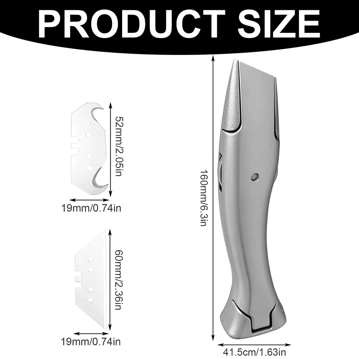 Coltelli per Tappeti, Coltello a Uncino, con Lame di Ricambio e Coperture Protettive in Plastica, Multiuso Coltello per Tappeti