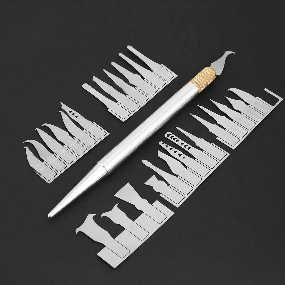 Coltello BGA, chip BGA Riparazione della demolizione della CPU Lama d'aria sottile Kit di strumenti per la manutenzione mobile 27 lame e 1 impugnatura per saldature Rimuovi trucioli