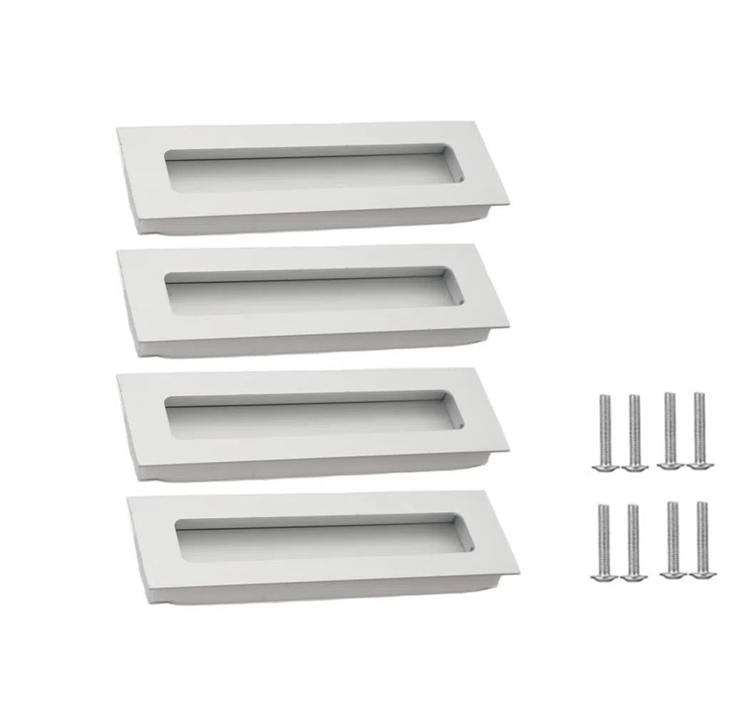 4 Pezzi Maniglie a Incasso in lega di alluminio Maniglie Nascoste per Porte Scorrevoli e Armadi (140 * 42 mm, Opaco)