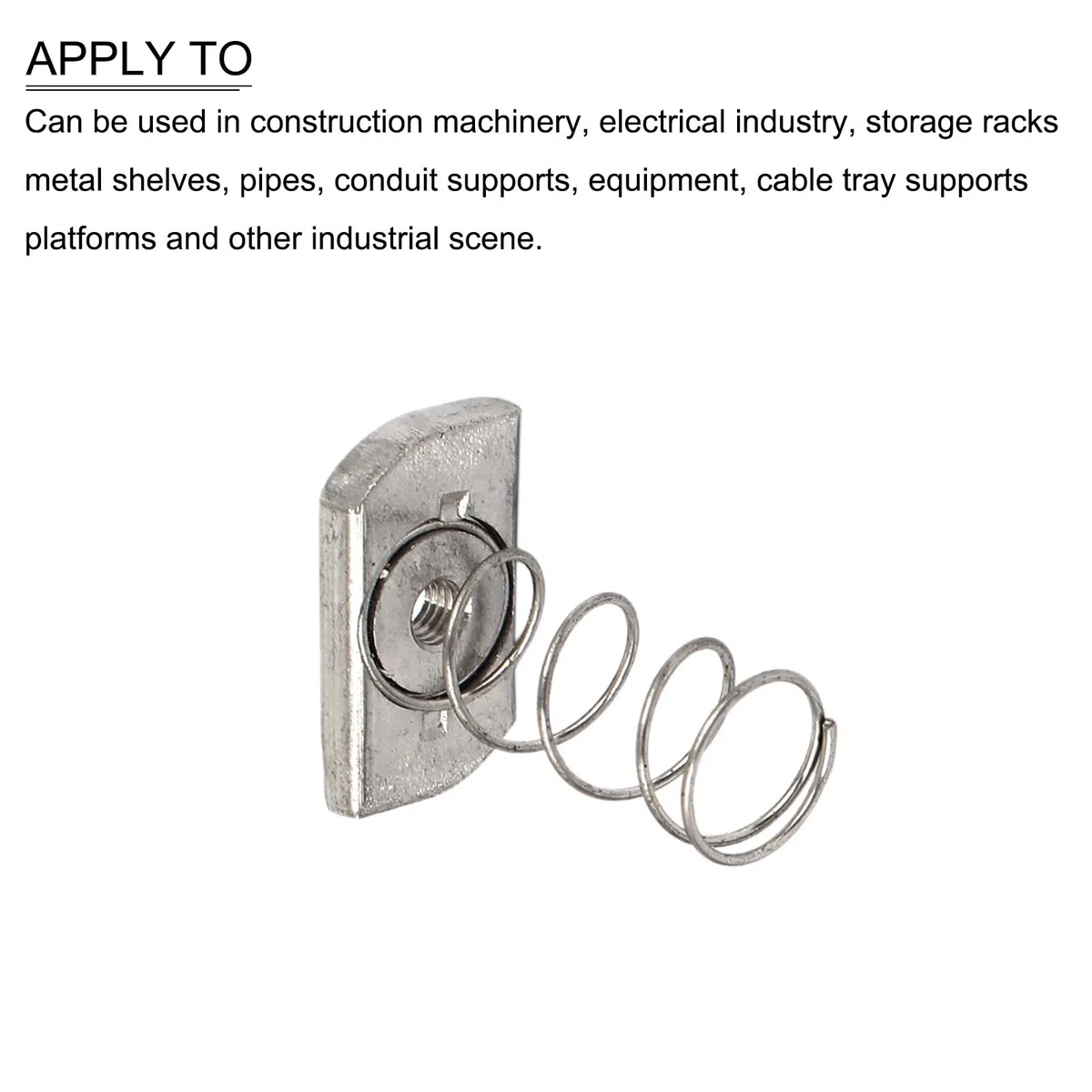 METALLIXITY Puntone Canale Dado (M6x44mm) 10pz, 304 Acciaio Inossidabile Lungo Molla Dado - per Strut Canale, Silver Tono