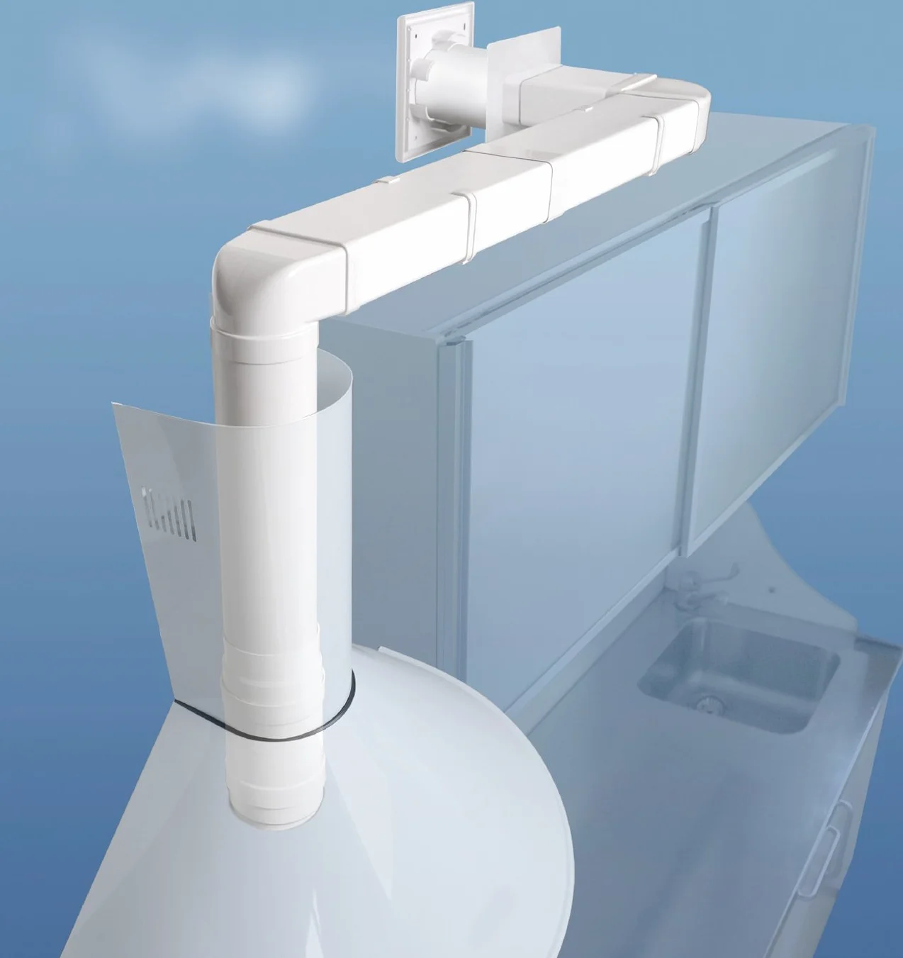 La Ventilazione PMV157B Placca per Passaggi a Muro da Tubo Rettangolare a Tondo con Valvola di Non Ritorno, 150x70 mm - 125 mm