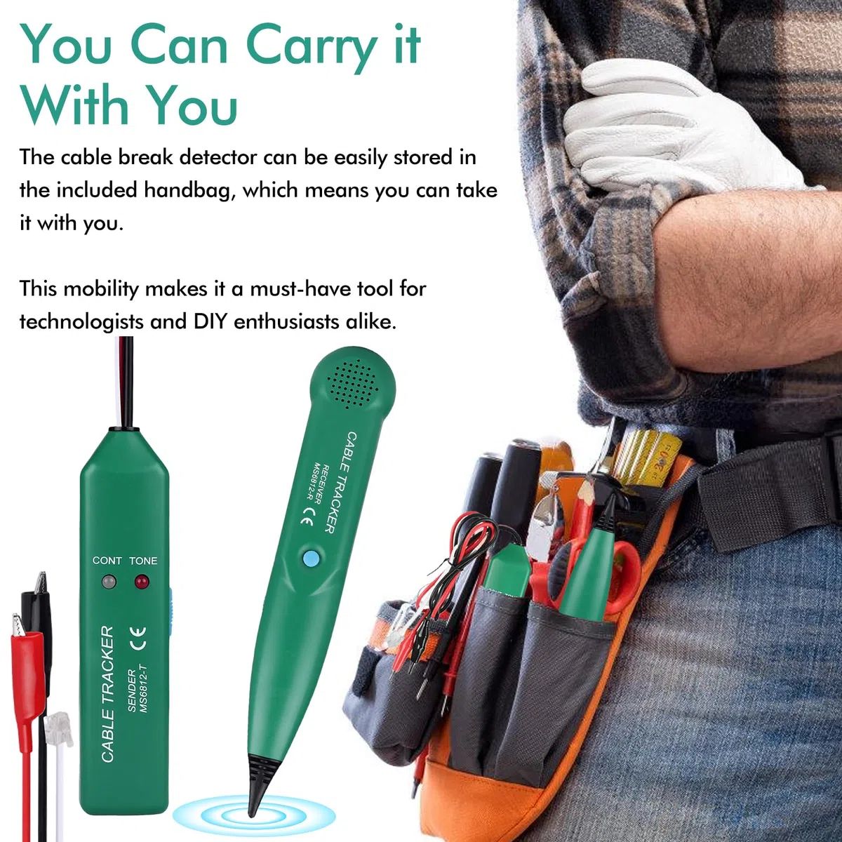 Multifunctional Cable Tracker con batteria: dispositivo di ricerca di rottura, robot tosaerba, ricerca di cavi per l'identificazione e il controllo di cavi, test di linea telefonica