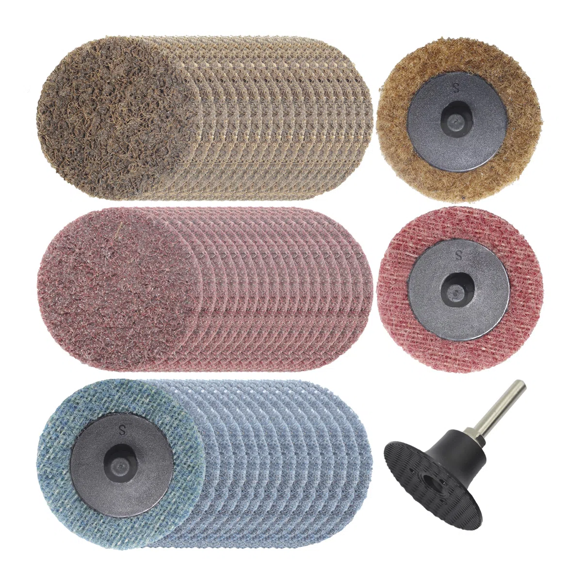 Merryland Dischi Per Superficie Condizionamento 50mm Smerigliatrici Pneumatiche, 50 mm Misto Dischi In Tessuto Non Tessuto 50 Pezzi Con Gambo Da 6,35mm, Sostituzione Rapida Acciaio, DGTAA52C4