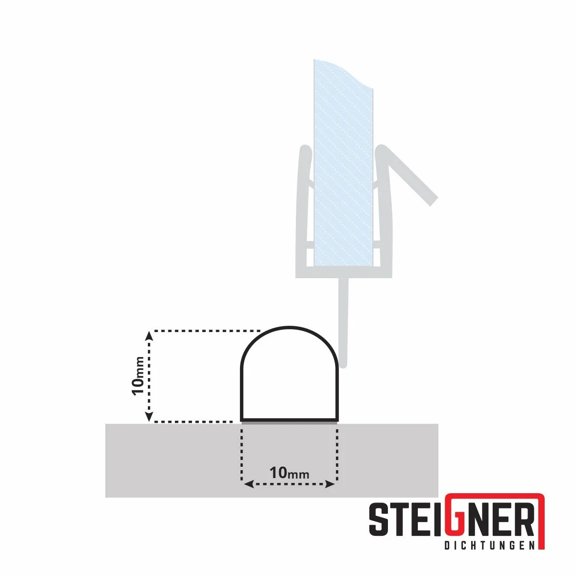 STEIGNER 80 cm Soglia Acrilica per la Cabina Doccia - SDD03 Altezza 10 mm - Protezione del Profilo Soglia Semicircolare Contro le Perdite d'acqua