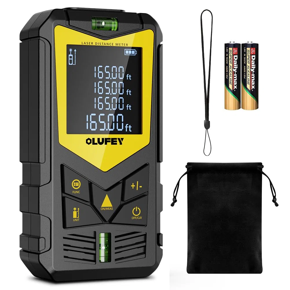 Metro Laser, Dispositivo Misuratore Di Distanza Laser Strumento Di Misura Digitale Portatile Telemetro IP54 Con Livelle A Bolla E Display LCD Retroilluminato