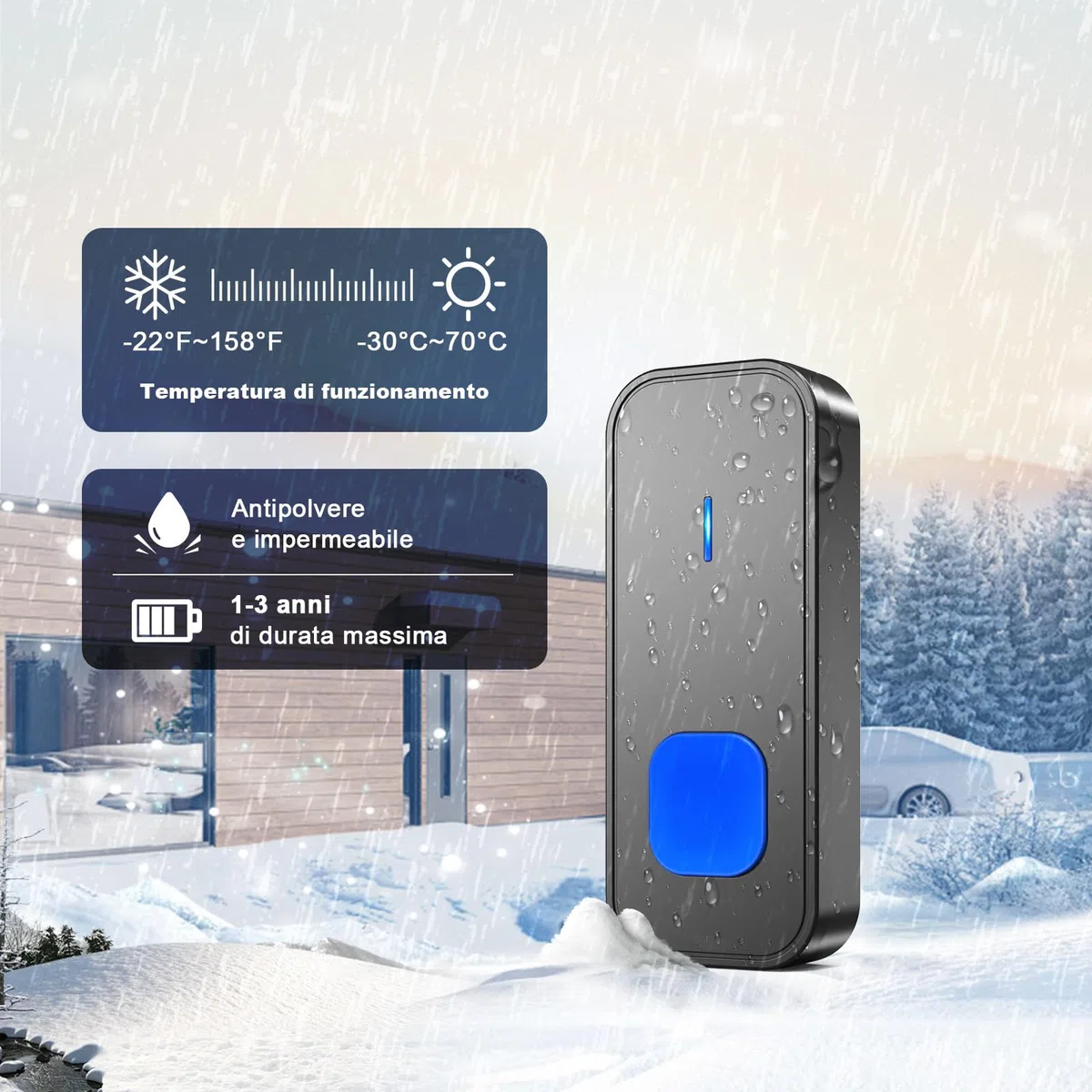 SURFOU Campanello Senza Fili da Esterno Interno, Campanello Casa Wireless Pulsante a Lunga Distanza di 400m, 55 Suonerie, 5 Volumi Selezionabili (2 nero ricevitore + 1 nero trasmettitore)