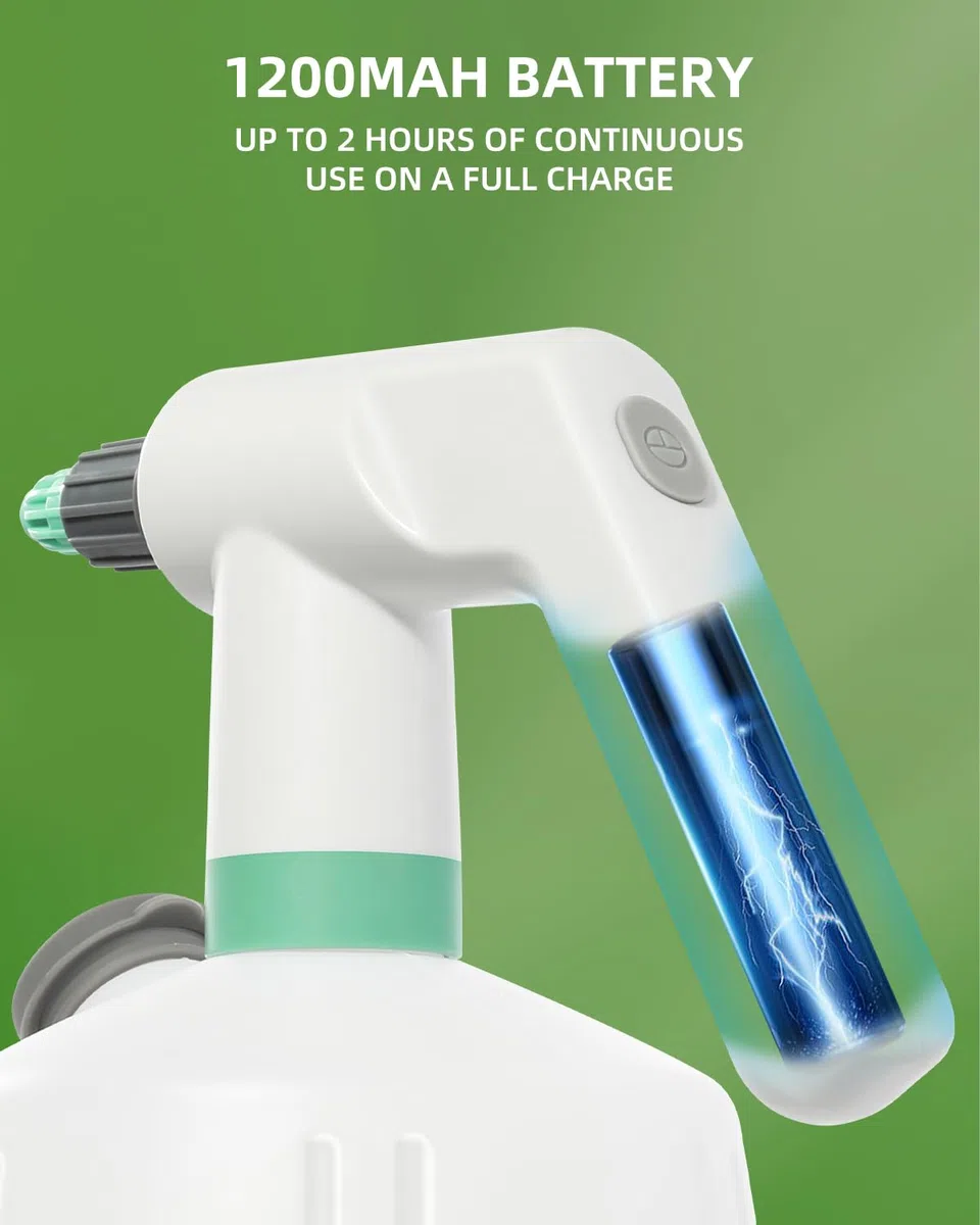 Spruzzatore Elettrico Ricaricabile 2L, Uten Spruzzatore da Giardino con Ugello Regolabile, Nebbia & Getto Automatico, per Piante, Pulizia, Auto