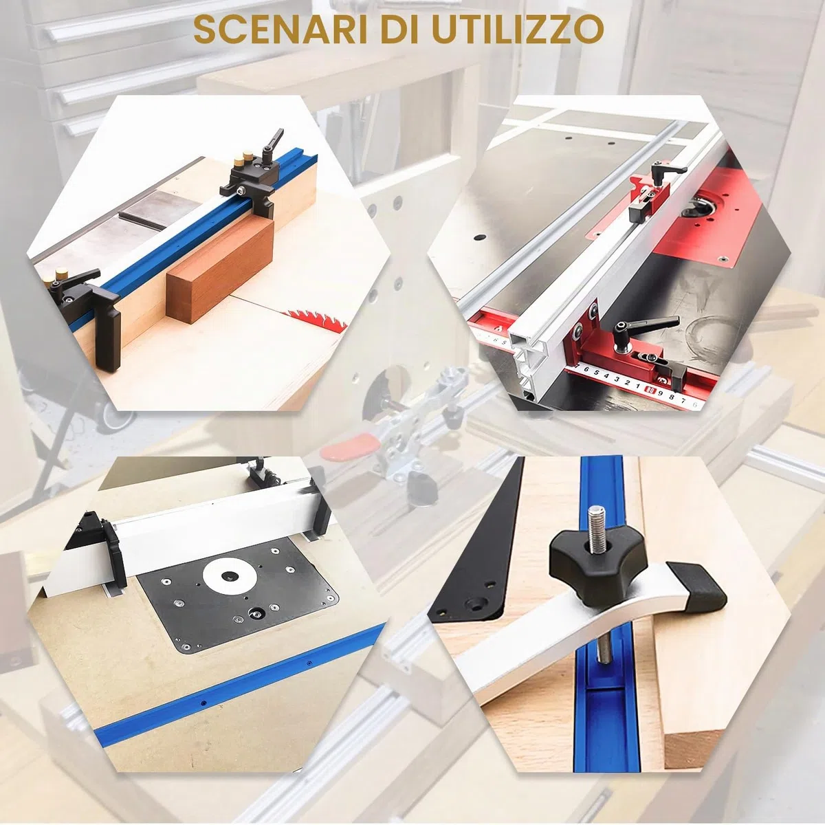 2 Pezzi 400 mm T-Track Profilo Alluminio, Lega Di Alluminio Mitra Track Jig Fixture Slot, 2 Manici M8, M8/M6 T Track Dado Scorrevole, per La Sega a Banco di la, Falegnameria