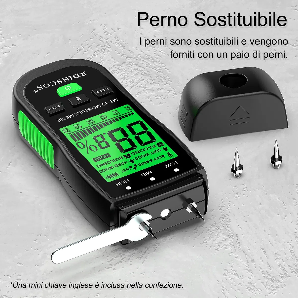 Misuratore di Umidità del Legno,Igrometro Digitale Professionale Rilevatore di Umidità per Legni